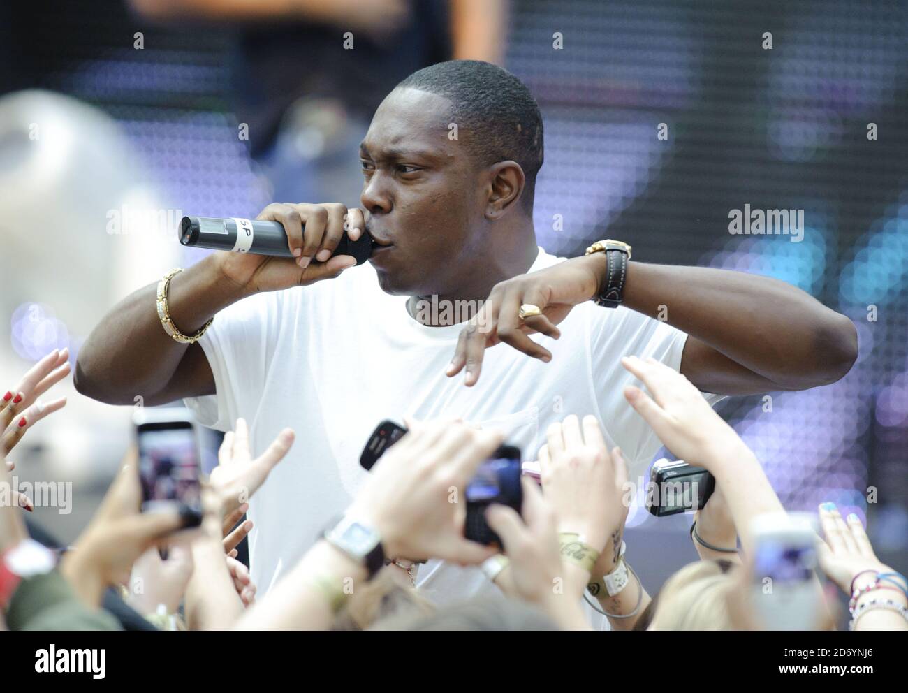 Dizzee Rascal 2012 Dizzee Rascal performing at a live event at Westfield London to launch ...