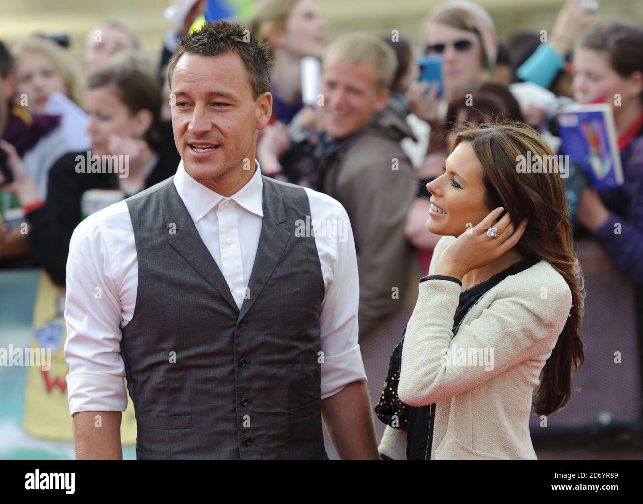 John Terry and Toni Poole at the world premiere of Harry Potter and the Deathly Hallows Part 2, in Trafalgar Square in central London. Stock Photo