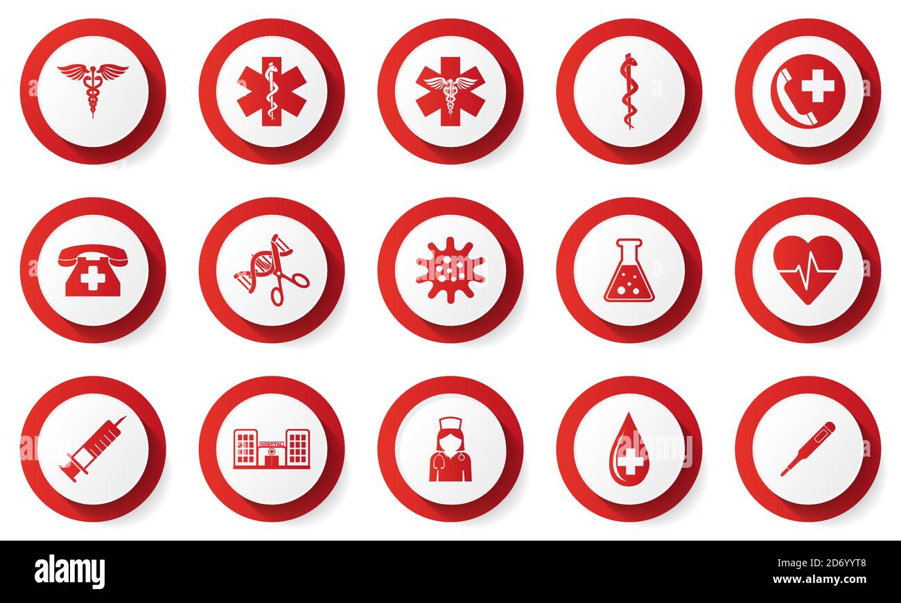 Medical and healthcare concept flat design vector icons on white ...