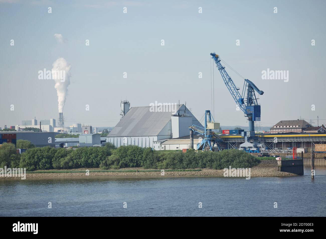 Hamburg, Germany September 19, 2017 Port of Hamburg on the river Elbe, the largest port in