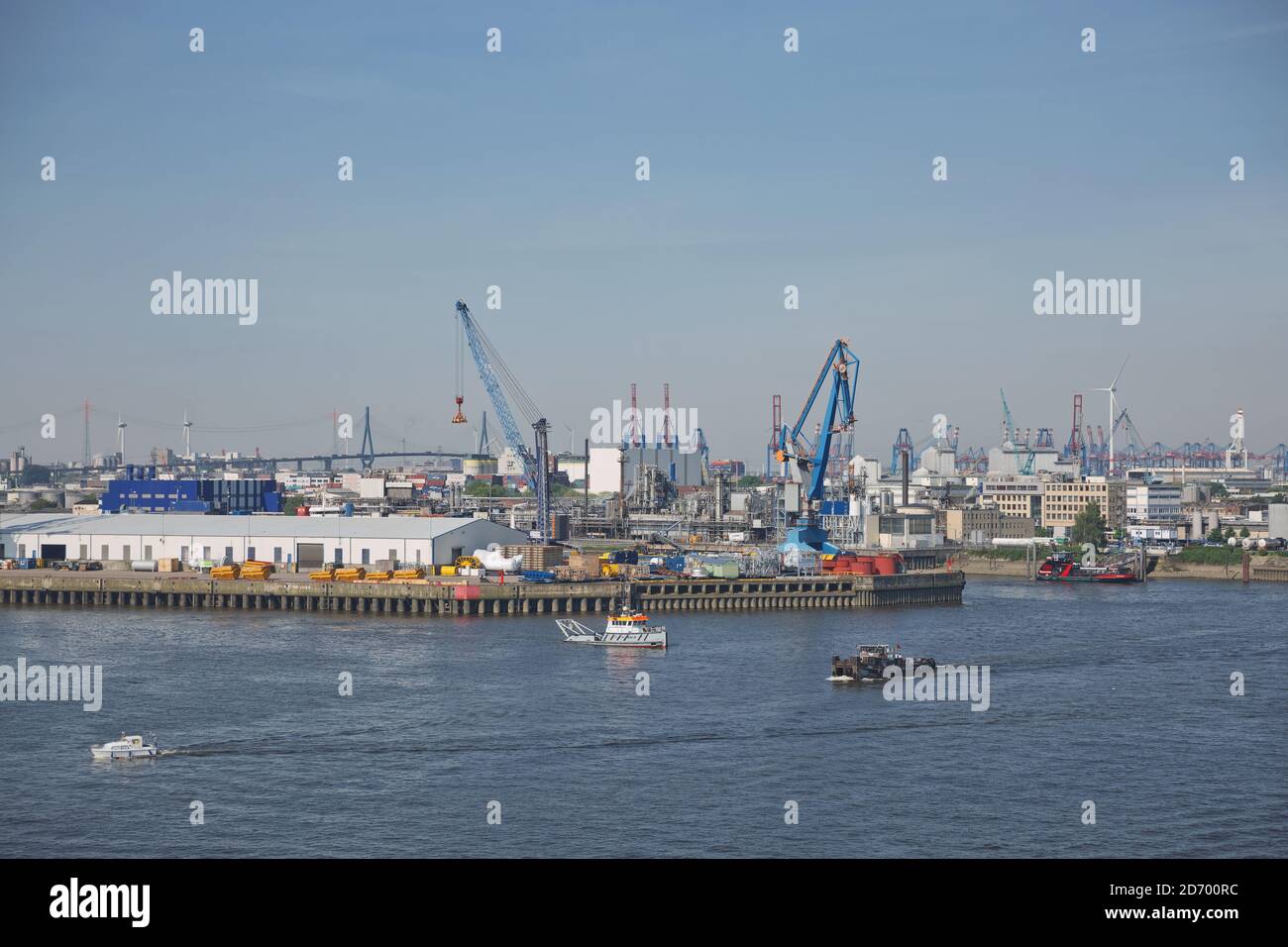 Hamburg, Germany September 19, 2017 Port of Hamburg on the river Elbe, the largest port in