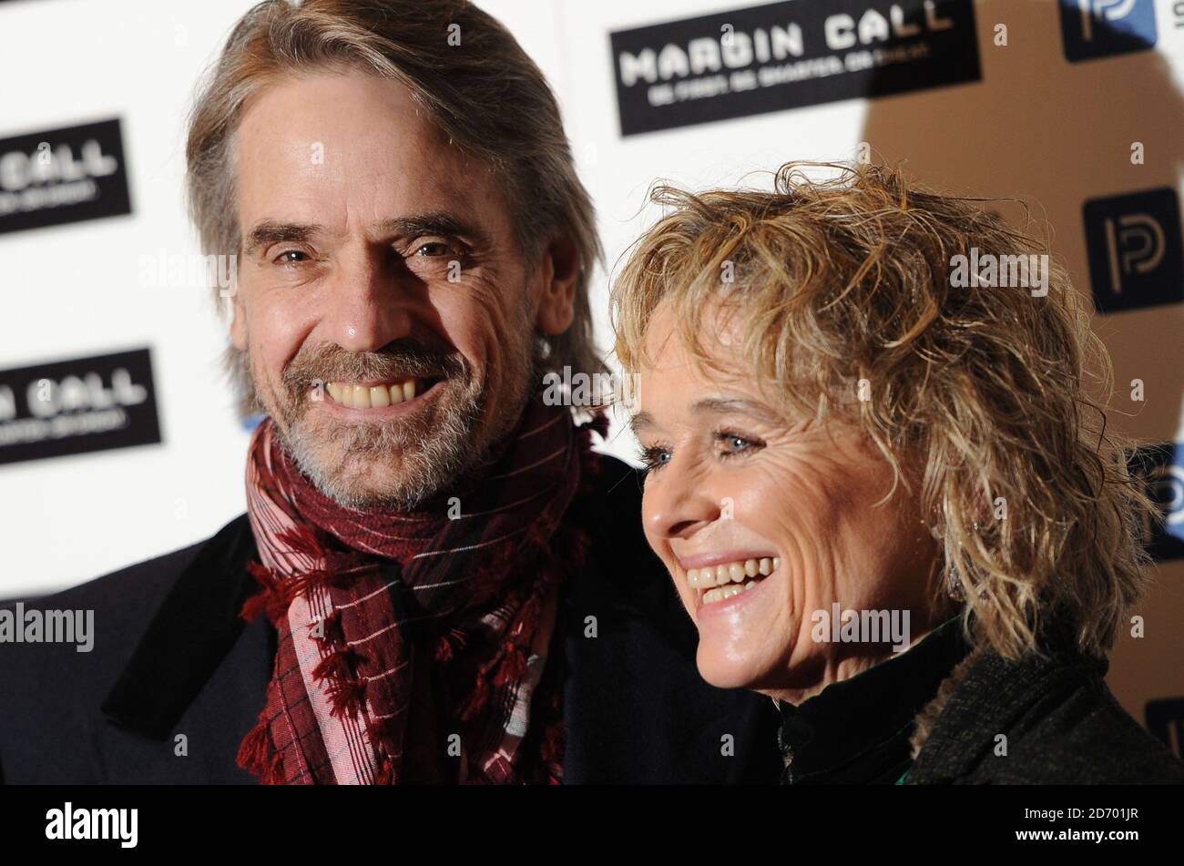 Jeremy Irons and Sinead Cusack arrive at the premiere of Margin Call at the Vue cinema in London Stock Photo