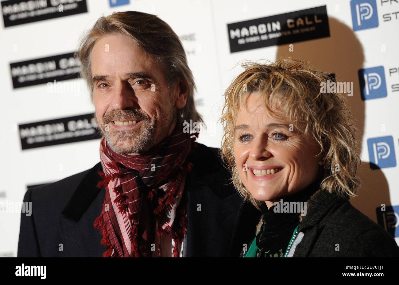 Jeremy Irons and Sinead Cusack arrive at the premiere of Margin Call at the Vue cinema in London Stock Photo