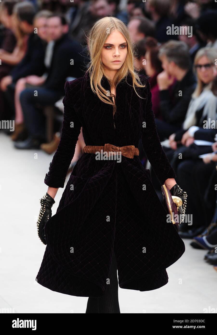 Model Cara Delevingne on the catwalk at the Burberry Prorsum show at Kensington Gore London during London Fashion Week Stock Photo Alamy