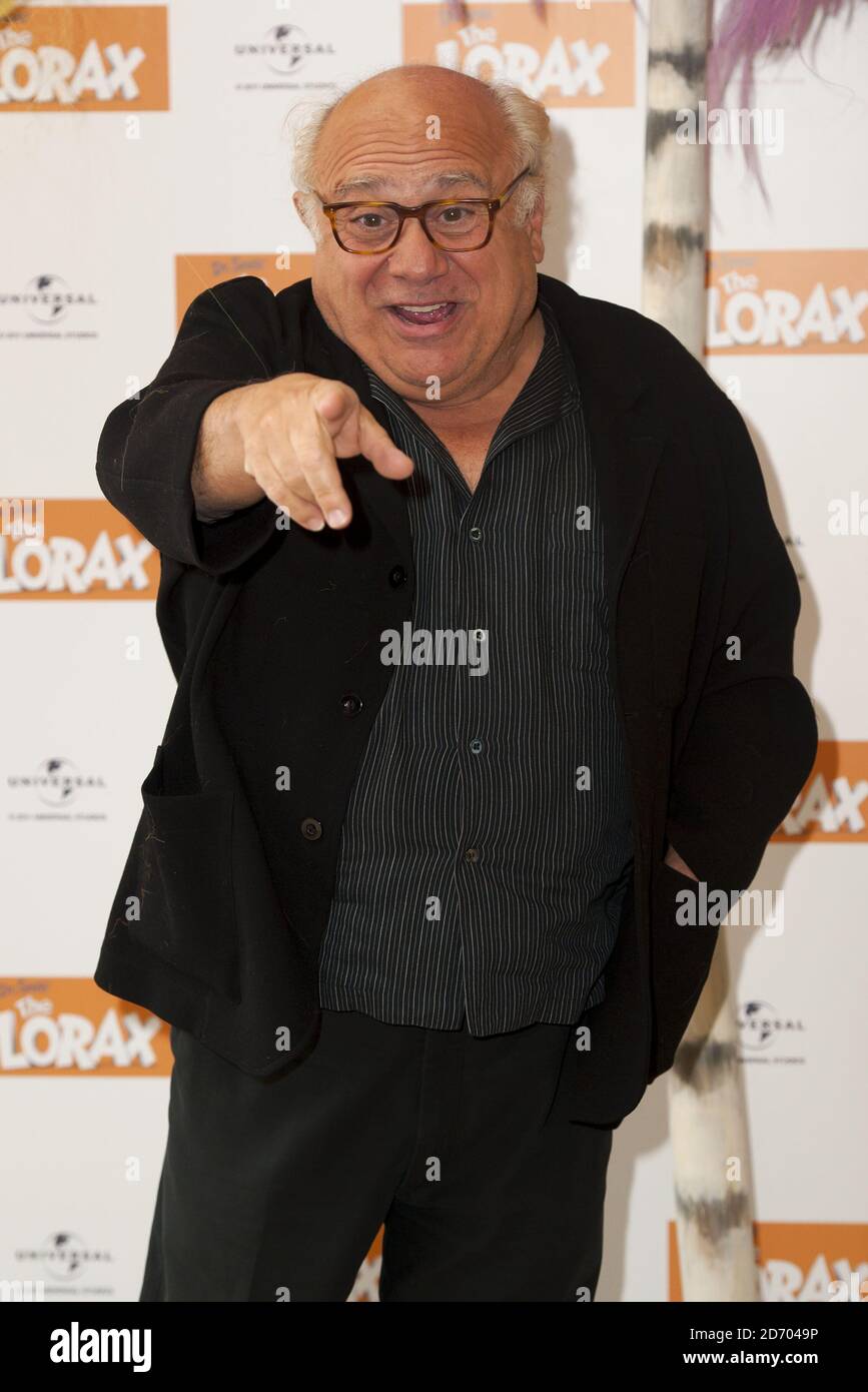Danny DeVito pictured at a photocall to promote his latest film, The Lorax, at the Dorchester Hotel in central London. Stock Photo