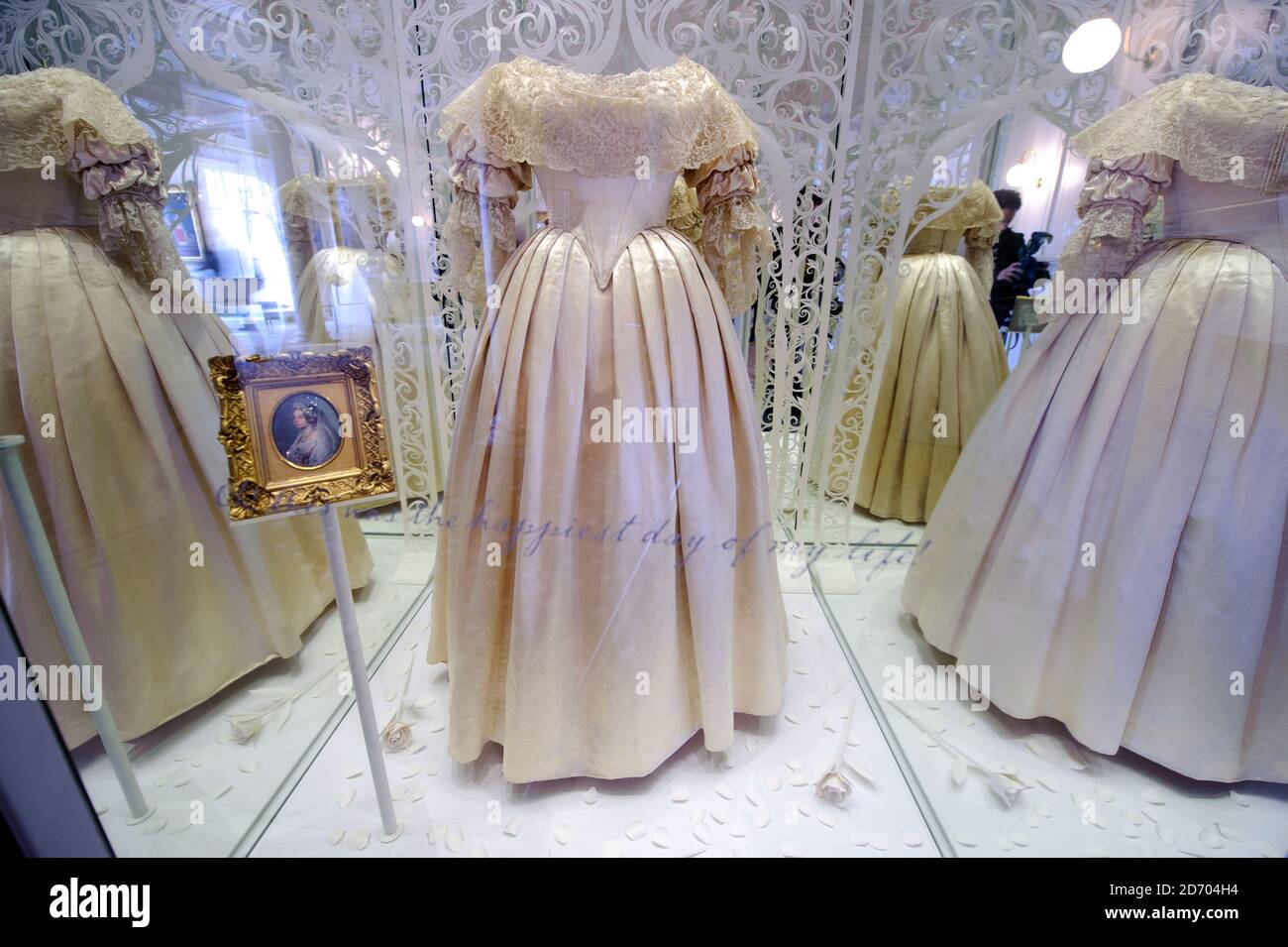 Queen Victoria s wedding dress on display in Kensington Palace. The public galleries re open on 26th March 2012 Stock Photo Alamy