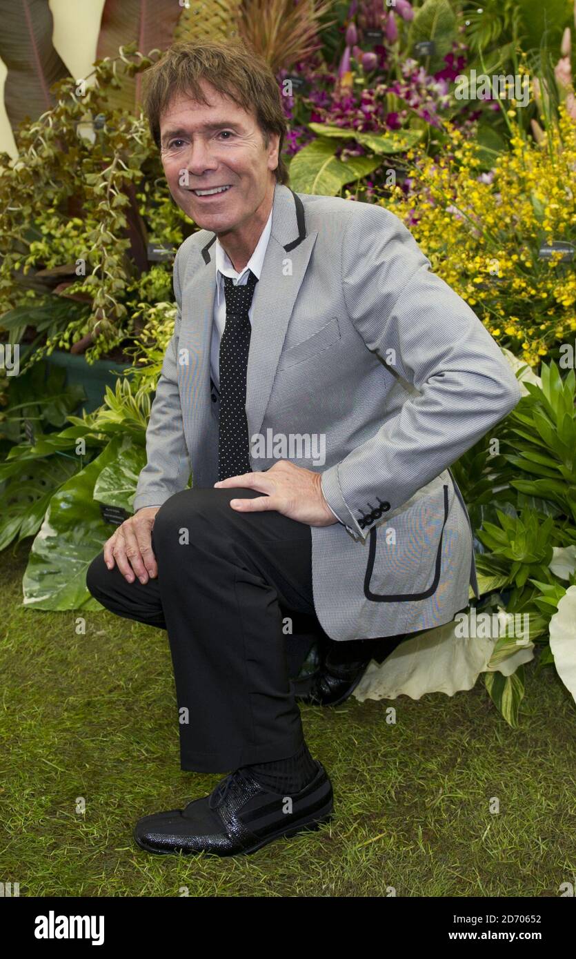 Cliff Richard pictured in the Barbados Horticultural Society garden, at the Chelsea Flower Show in west London. Stock Photo