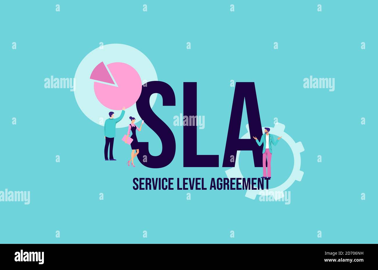 SLA Service level agreement. Promotional communication social media marketing technologies. Stock Vector