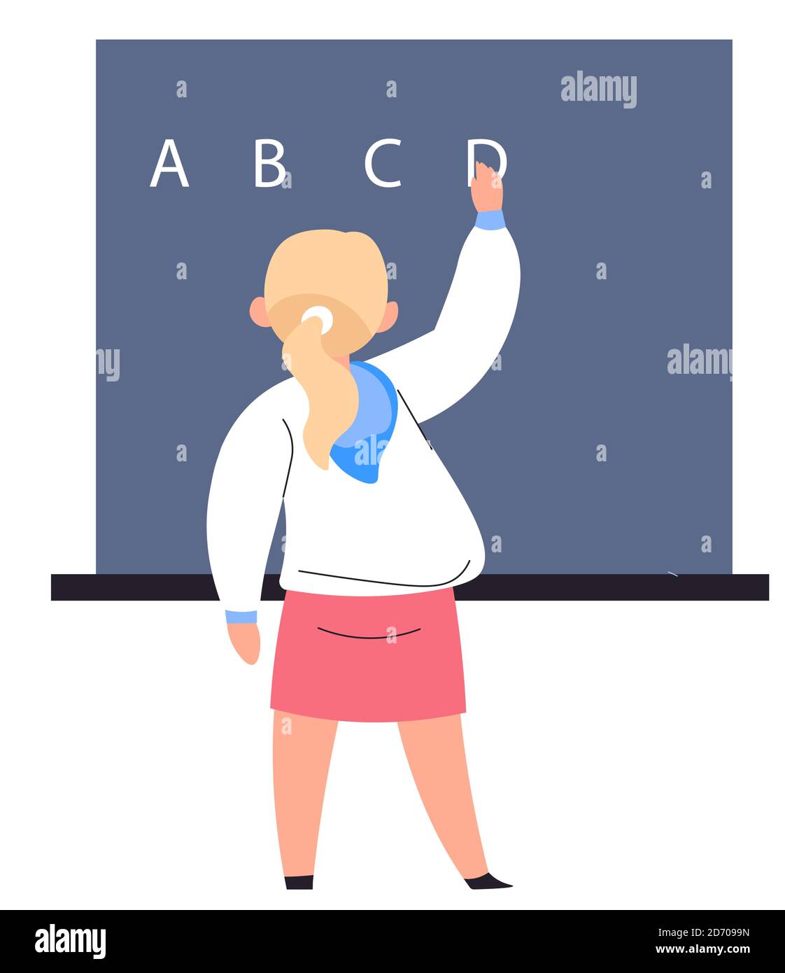 Teacher or student writing on blackboard at school Stock Vector