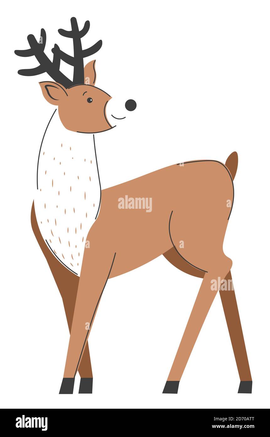 Reindeer with big horns, deer woodland animals Stock Vector