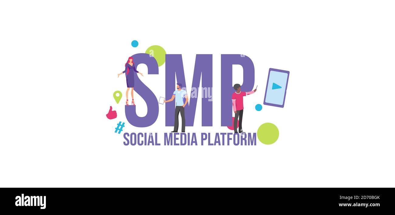 SMP Social media platform. Communication media marketing promotional ...