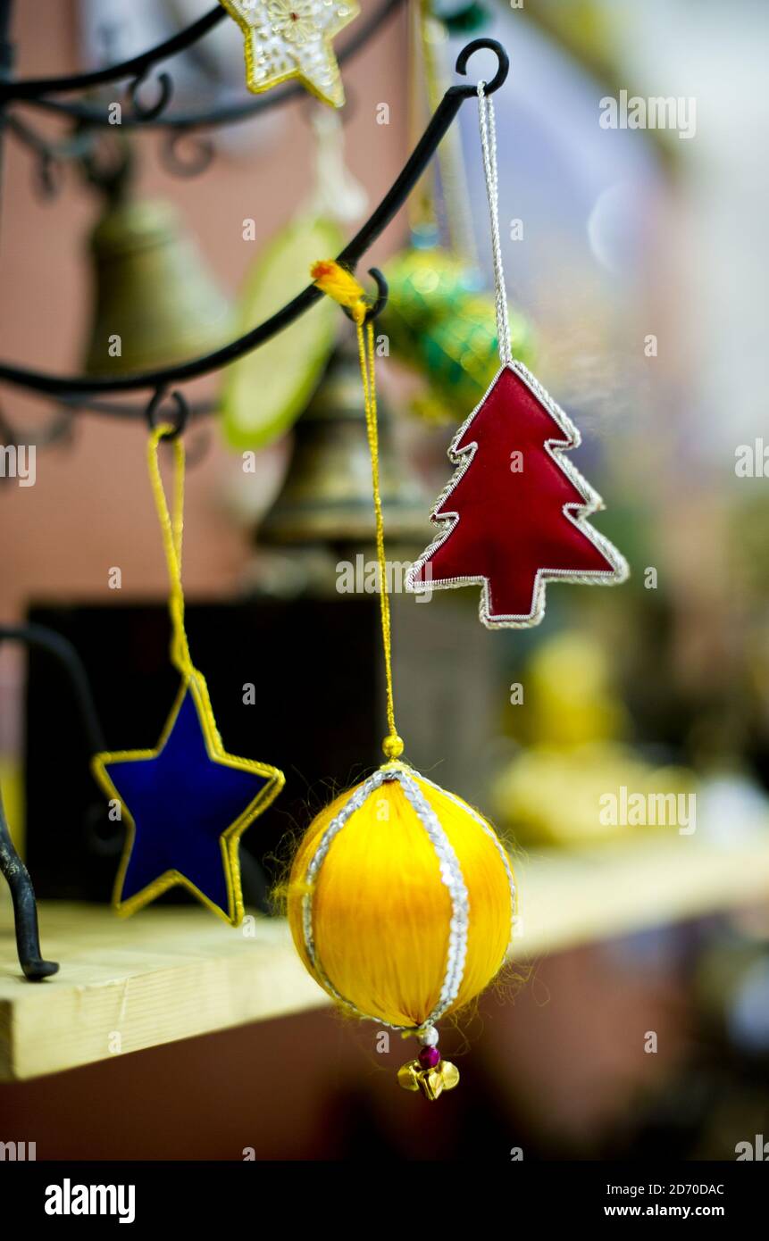 Christmas decorations on display at the Ideal Home Show at Christmas, in Earl's Court, London