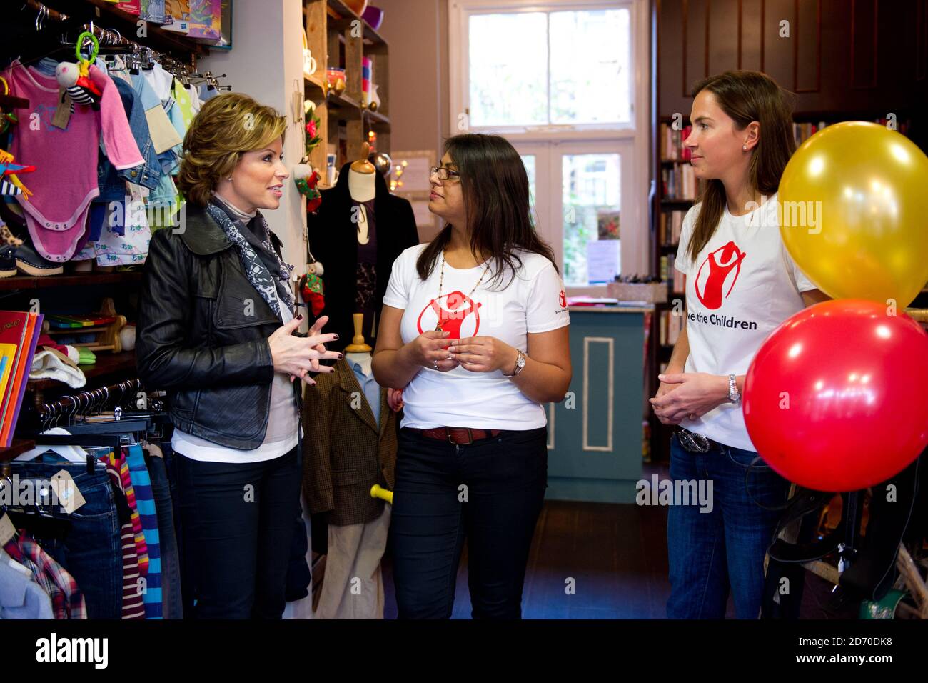 Natasha Kaplinsky surprised volunteers by lending a hand at her local Save the Children Maryâ€™s Living and Giving shop during a Lloyds Banking Group take over day, in Parson's Green, west London.   Stock Photo