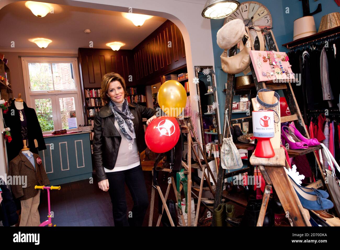 Natasha Kaplinsky surprised volunteers by lending a hand at her local Save the Children Maryâ€™s Living and Giving shop during a Lloyds Banking Group take over day, in Parson's Green, west London.   Stock Photo