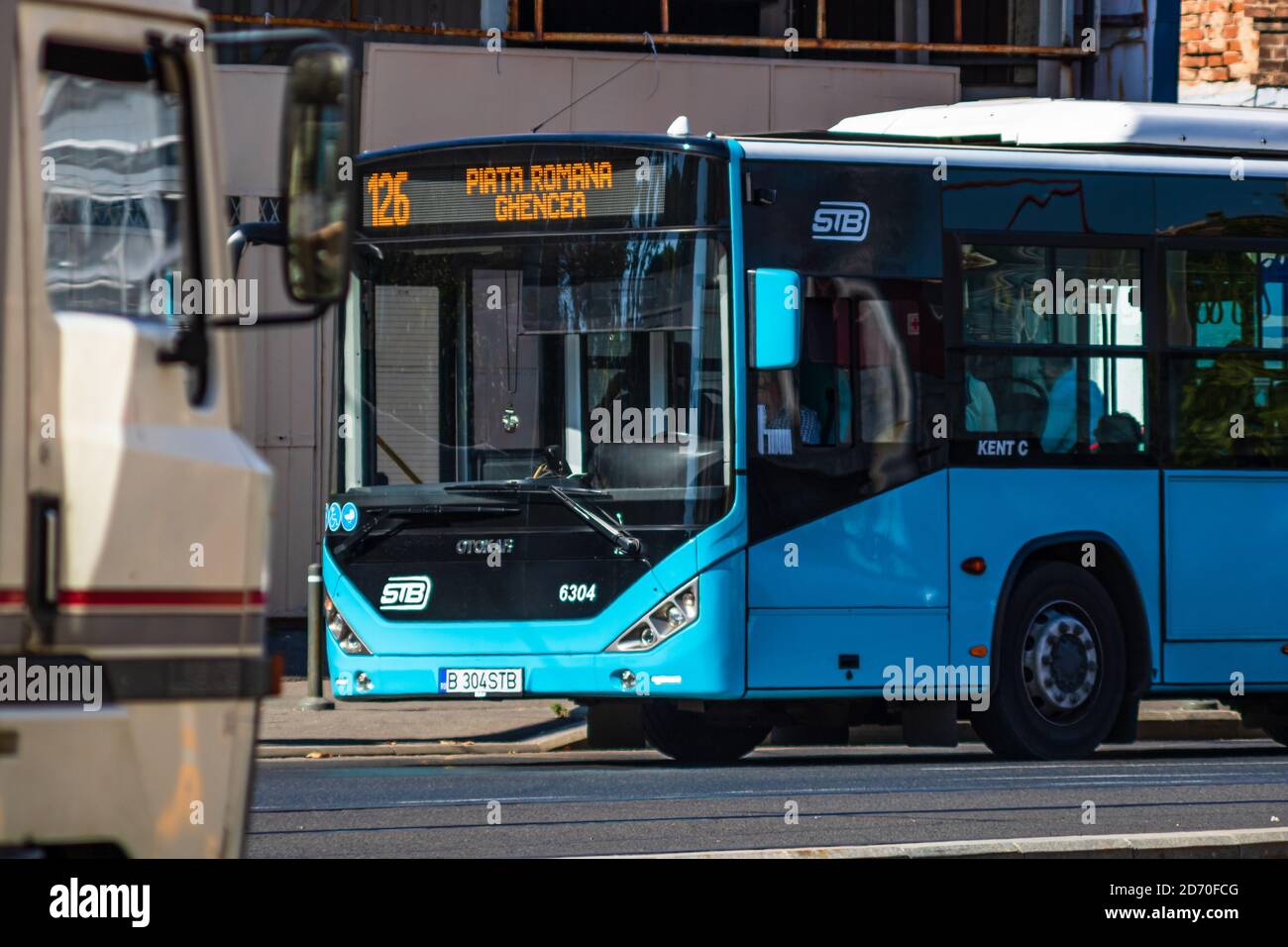 Bucharest public transportation STB bus in traffic Bucharest, Romania ...