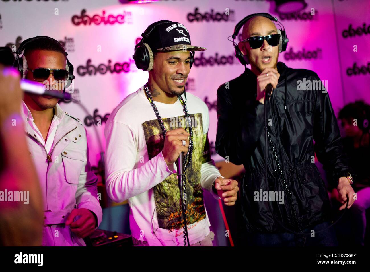 So Solid Crew members Romeo, Harvey and Kaish pictured during a live session at Choice FM, London, which will be broadcast on Max's Weekend Session Show this Saturday 4-7pm. Stock Photo