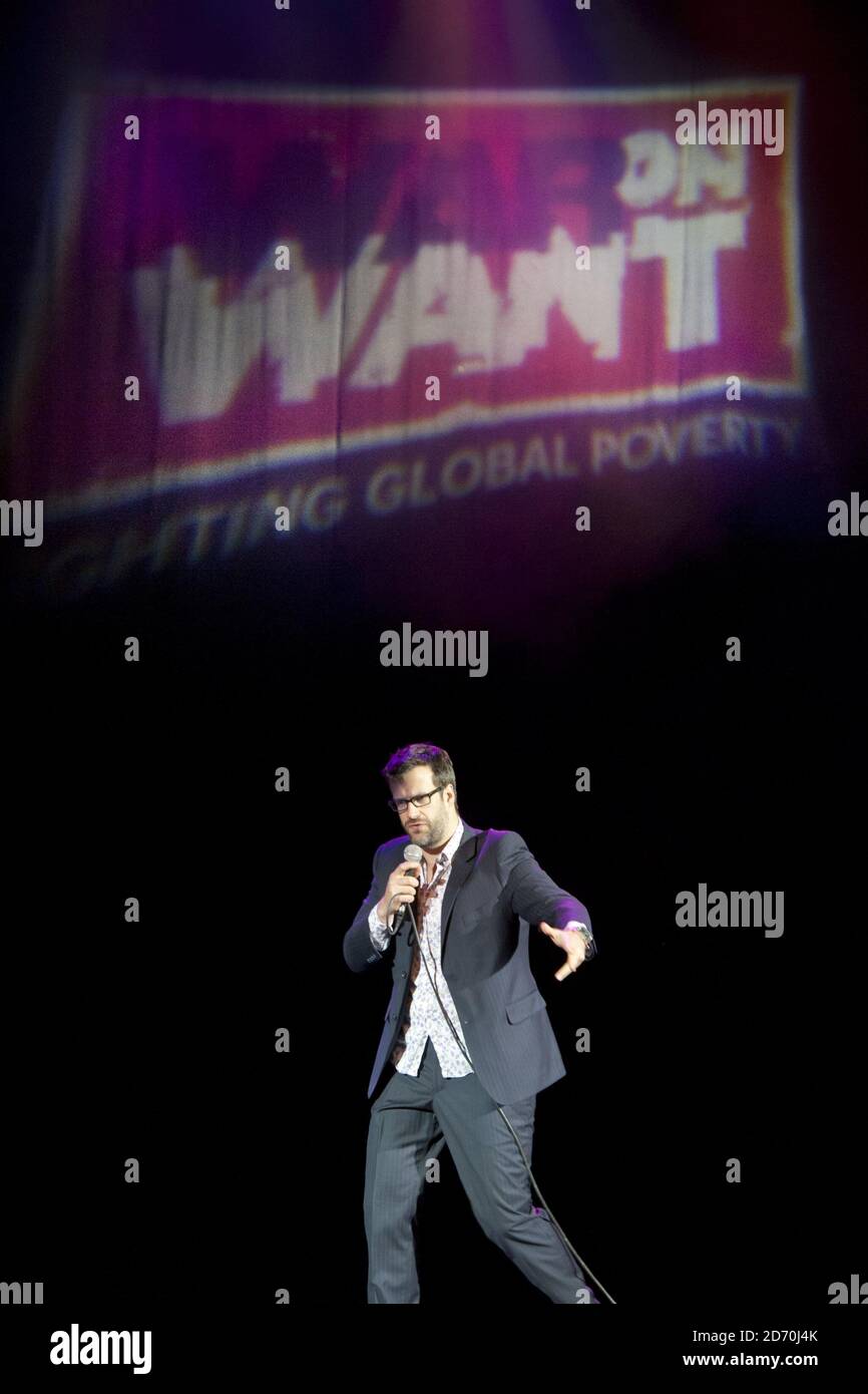 Marcus Brigstocke performing at the War on Want Comedy Gig, at the O2 Shepherd's Bush Empire in west London. Stock Photo