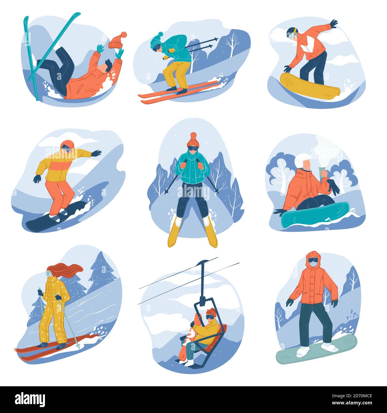 Extreme winter sports and activities in wintertime Stock Vector Image