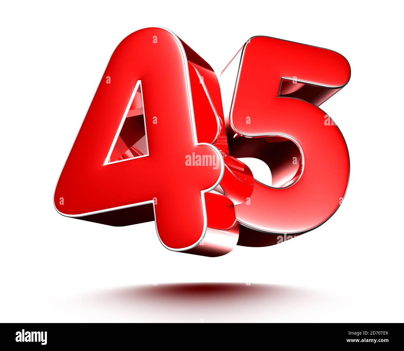 Red numbers 45 isolated on white background illustration 3D rendering.(with  Clipping Path Stock Photo - Alamy