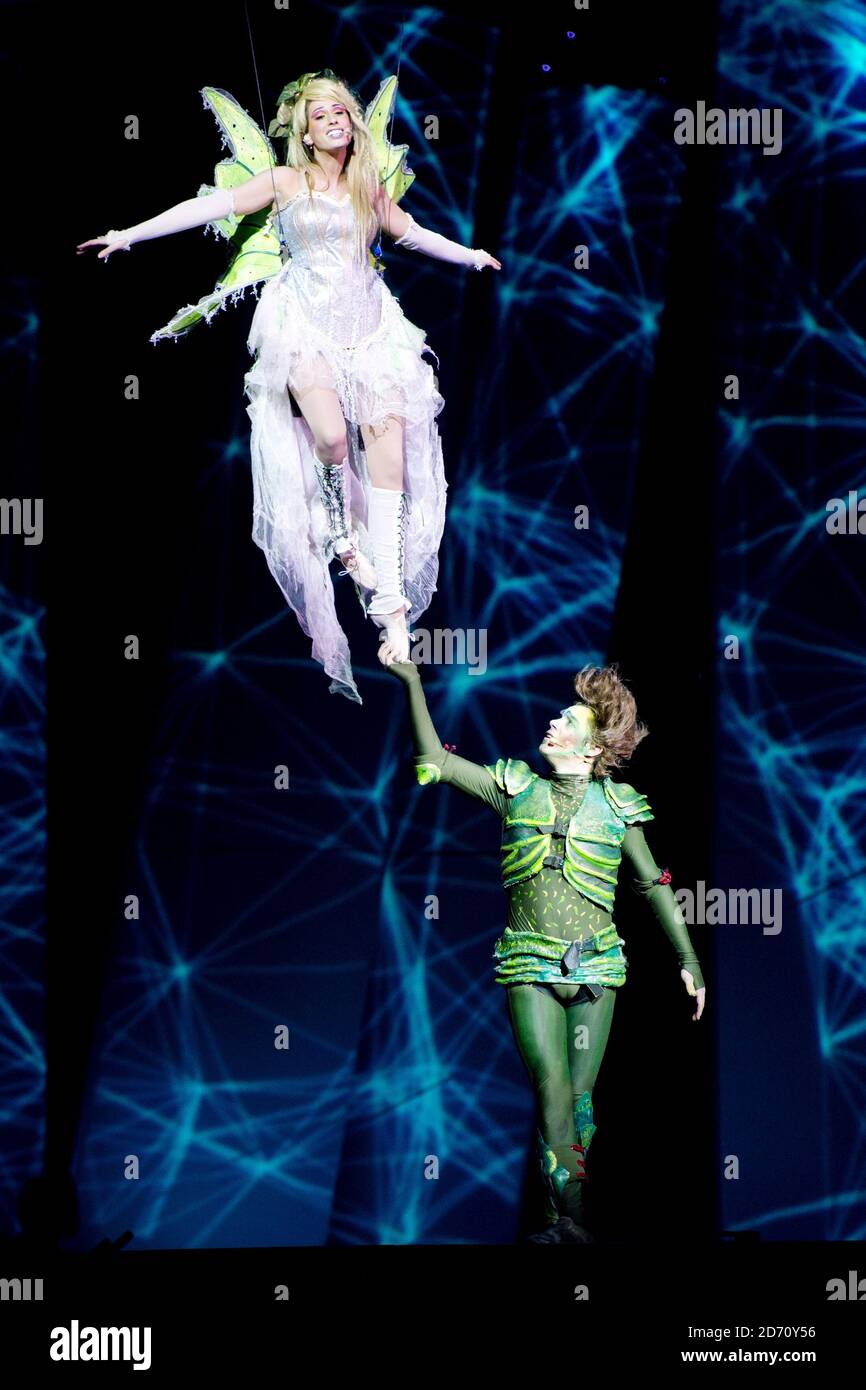 Stacey Solomon performing as Tinker Bell at the London VIP night for Peter Pan - the Never Ending Story, at Wembley Arena in London. Stock Photo