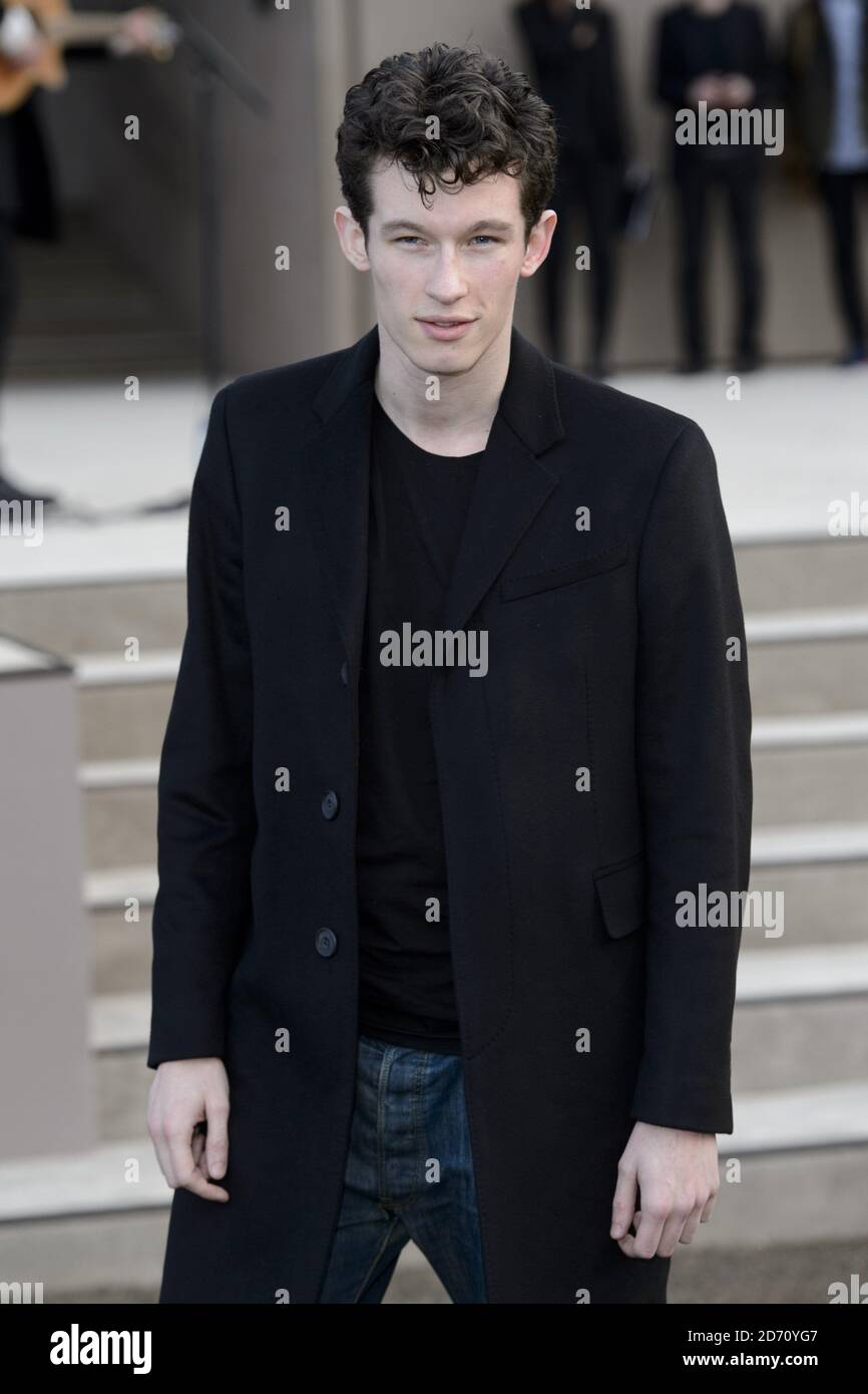 Callum Turner arriving at the Burberry fashion show, held at Hyde Park as  part of London Collections: Men AW14 Stock Photo - Alamy