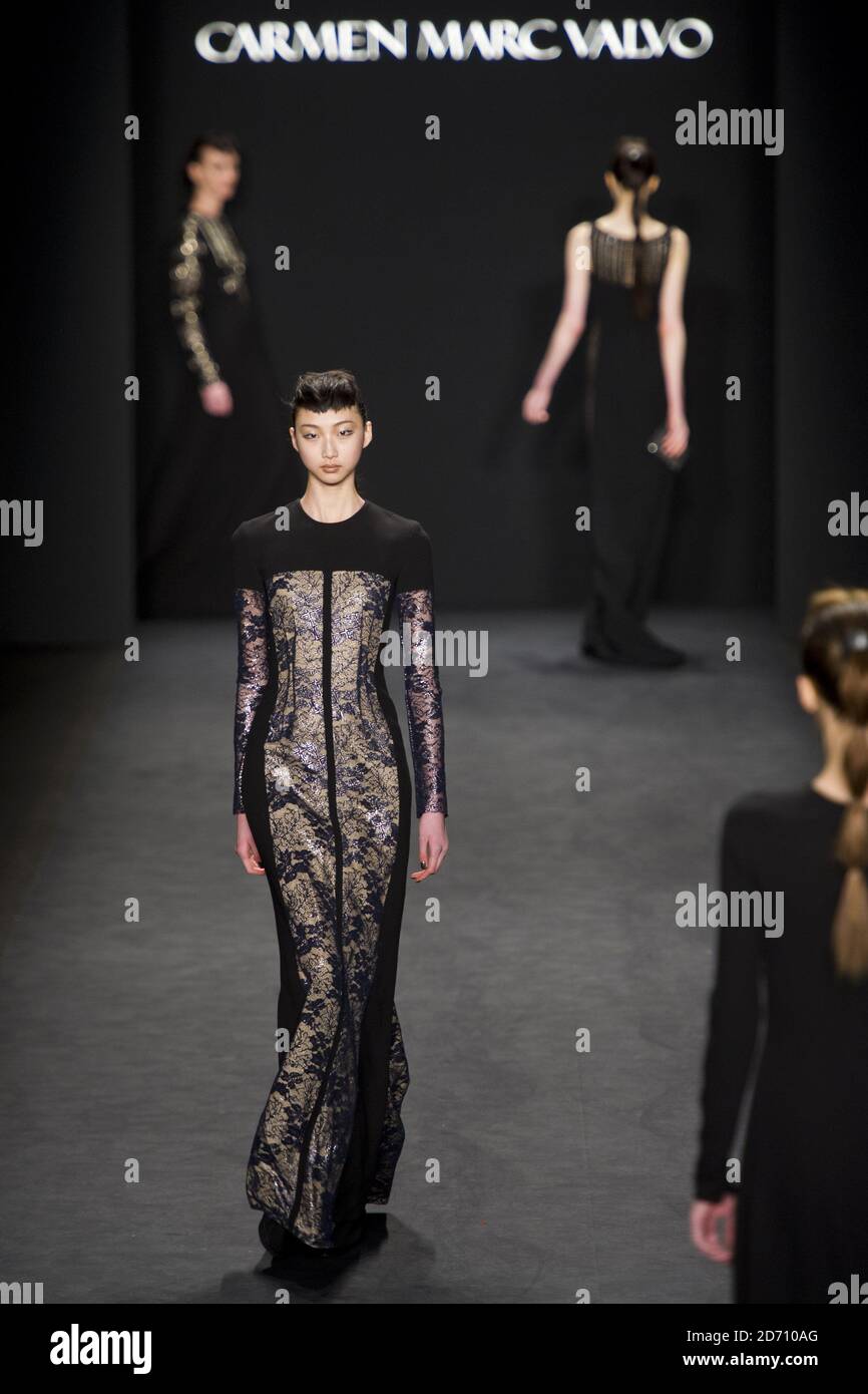 Jill Martin on the catwalk at the Carmen Marc Valvo fashion show, held at the Lincoln Centre in New York, as part of Mercedes Benz New York Fashion Week F/W 2014. Stock Photo