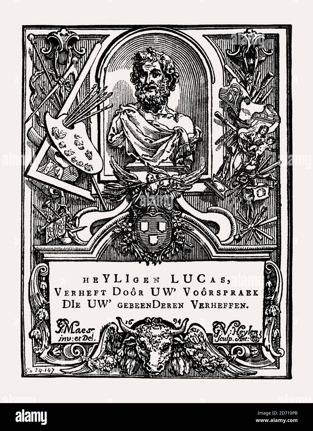 Luke the Evangelist by Gonzales van Heylen, Antwerp 1694, facsimile, 19th century Stock Photo