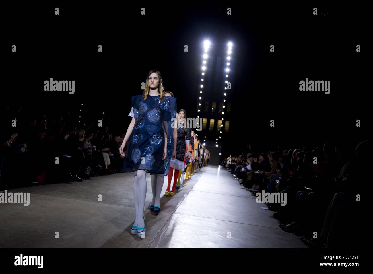 A model on the catwalk during the Van der Ham fashion show, held at the ...