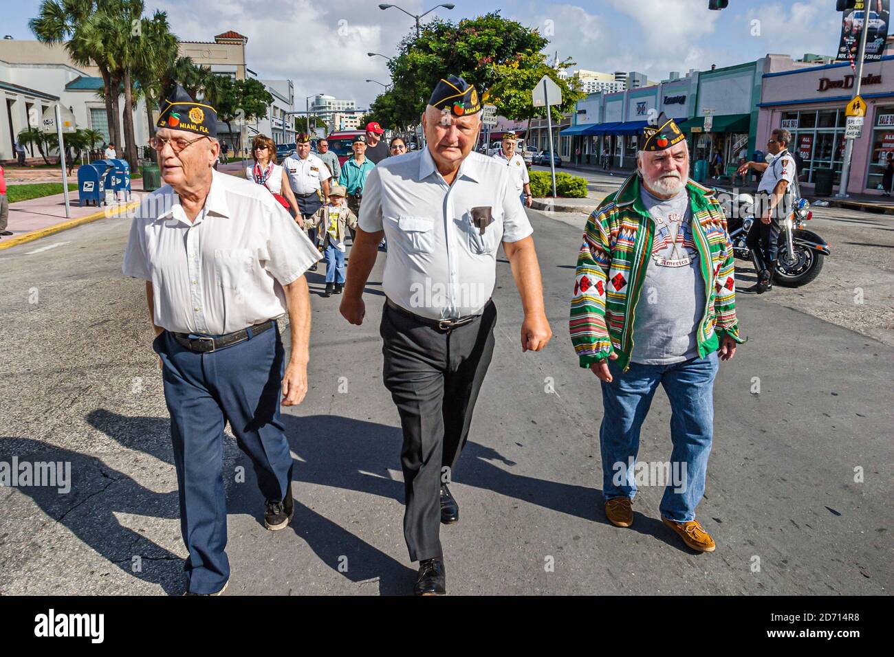 Miami Beach Florida,Washington Avenue Veterans' Day parade VFW members