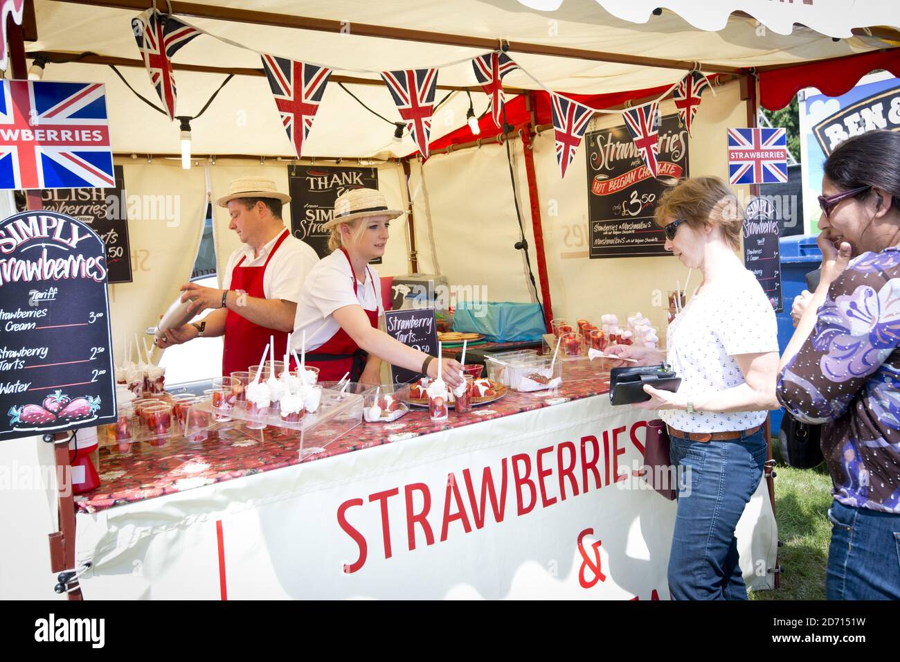 Strawberries and cream being served during hot weather at the Windsor