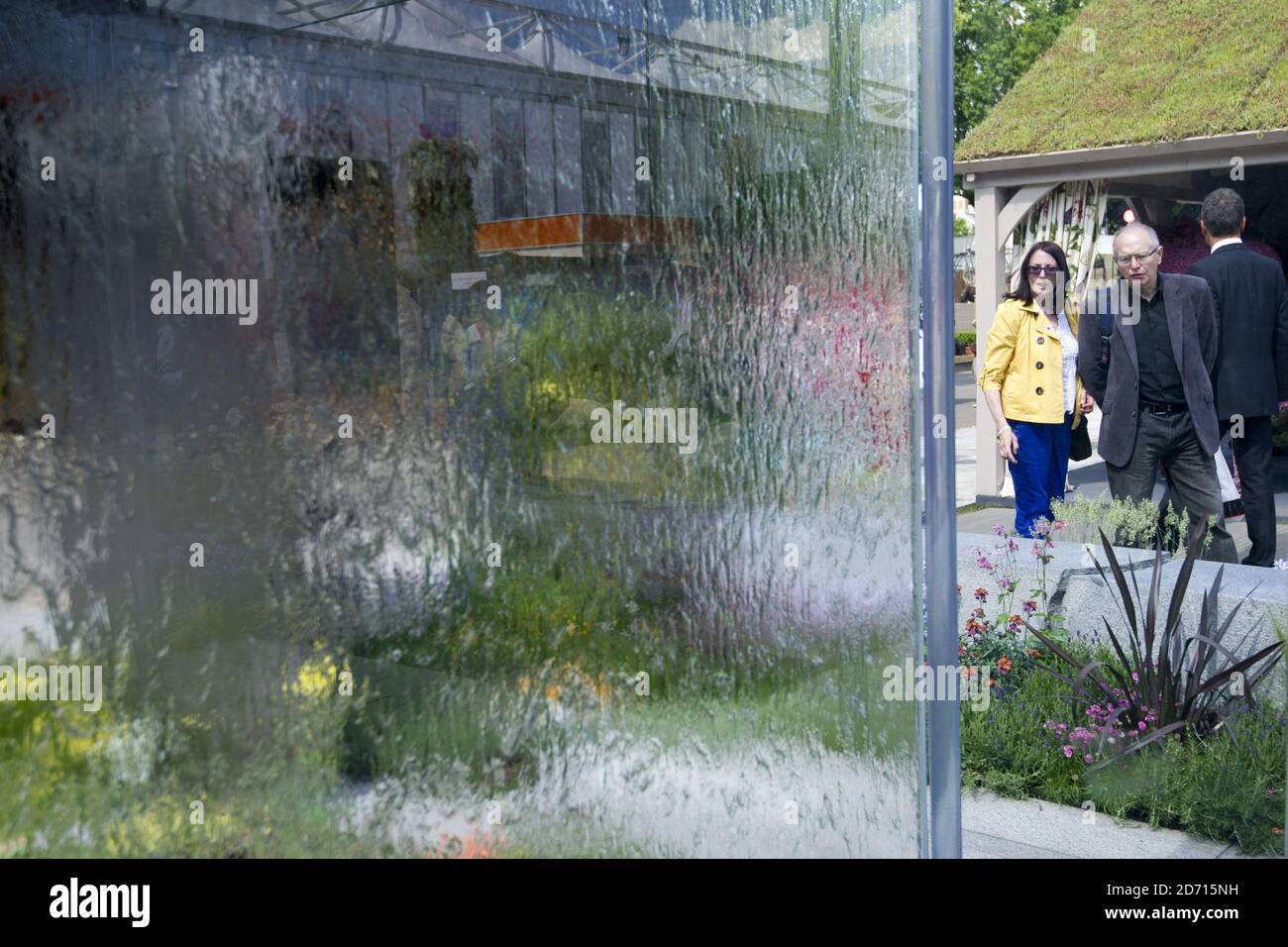General view of the RNIB Mind's Eye multi-sensory garden, at the 2014 RHS Chelsea Flower Show in west London. The garden seeks to reflect the experiences of sight loss using textures, sounds, tastes and smells. Stock Photo
