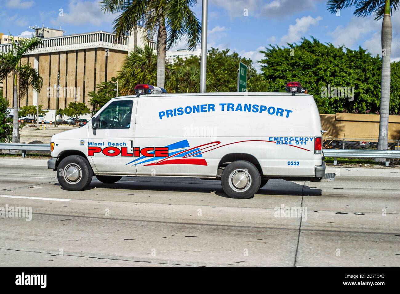Miami Florida,police Prisoner Transport van,criminal law enforcement vehicle, Stock Photo