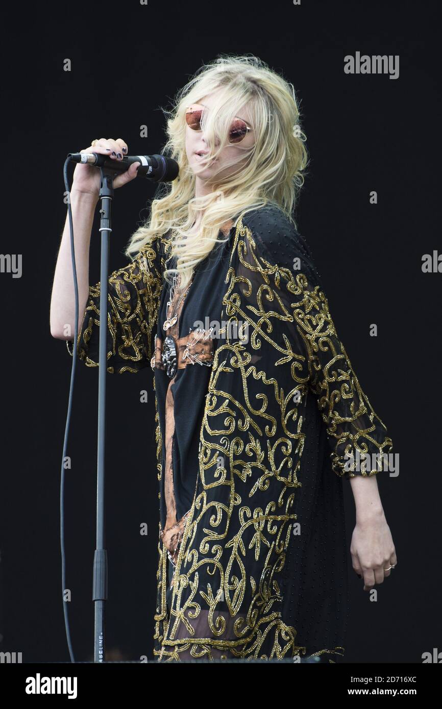 Taylor Momsen of Pretty Reckless performing at the Isle of Wight Festival, at Newport on the Isle of Wight. Stock Photo