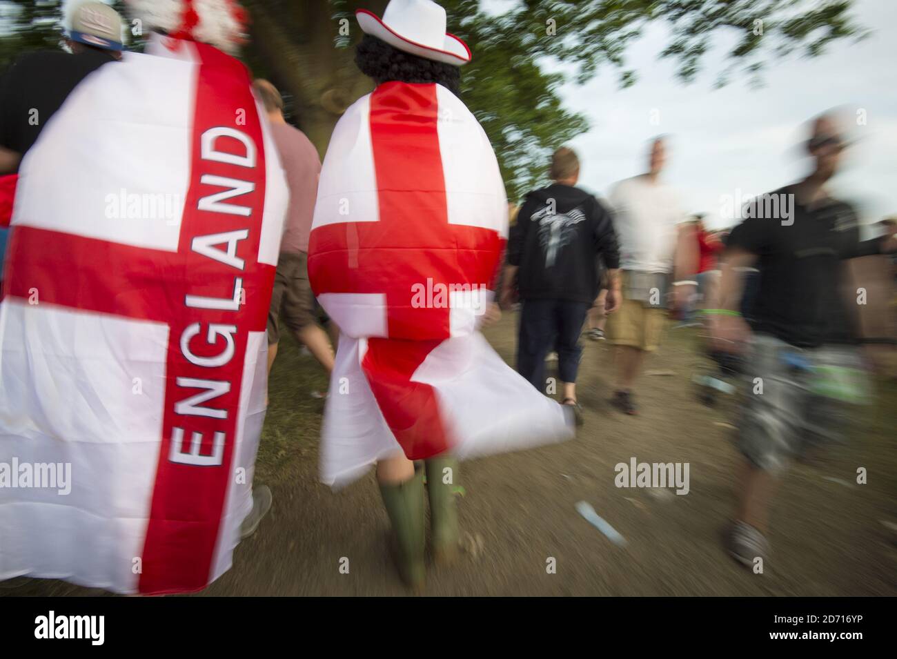 England Fans at the Isle of Wight Festival, at Newport on the Isle of Wight. Stock Photo