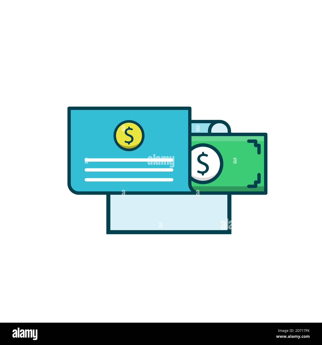 Dollar bill vector illustration. Startup and new business filled outline icon. Stock Vector