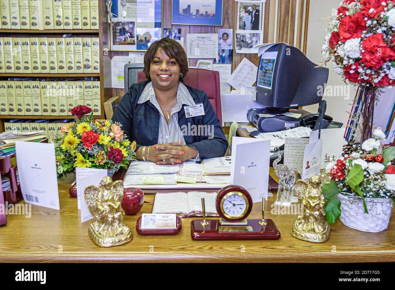 Miami Florida,Little Haiti Edison Park Elementary School,principal's office Black woman female, Stock Photo