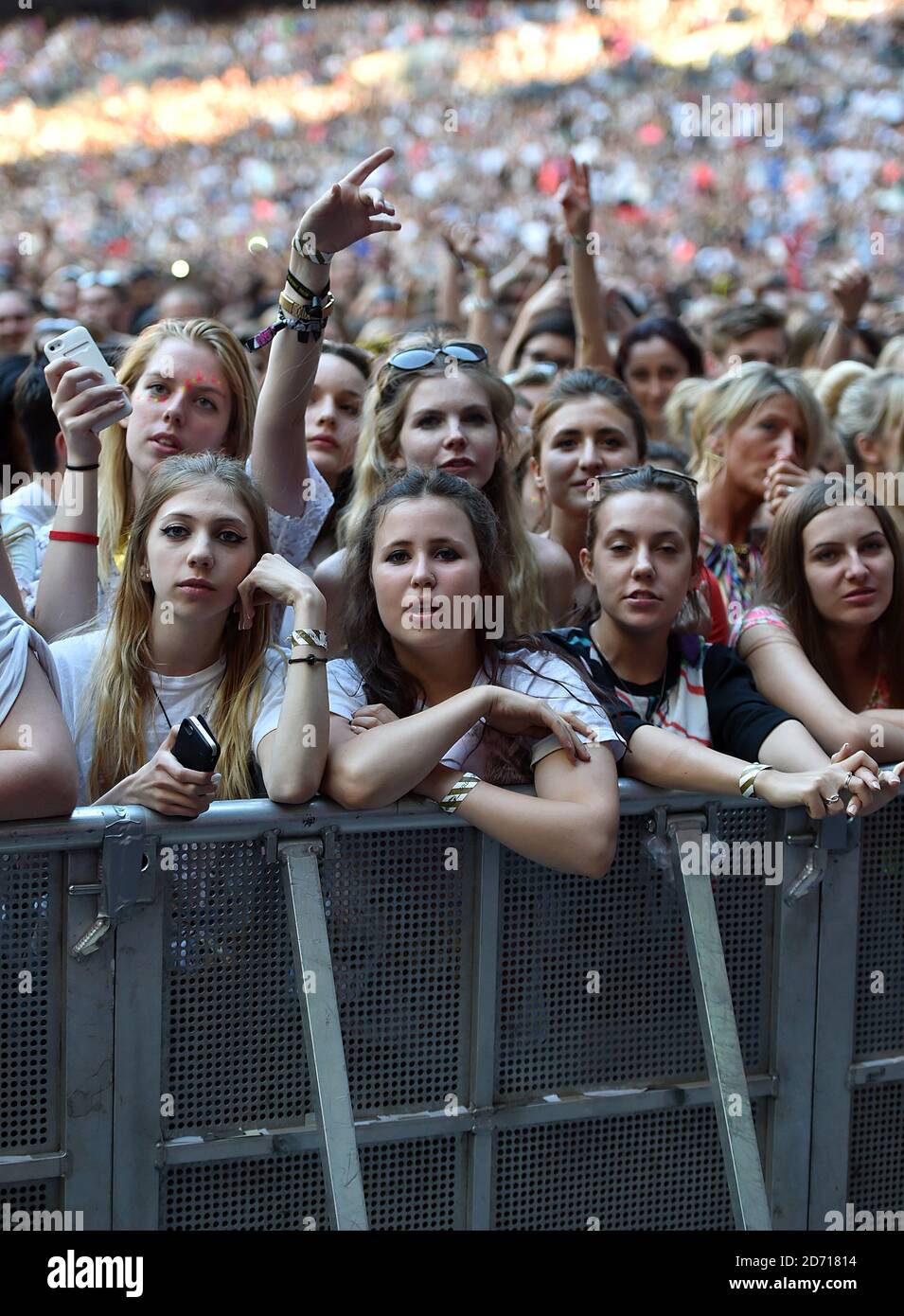 Fans During The Ed Sheeran Performance During Capital Fms Summertime Ball At Wembley Stadium