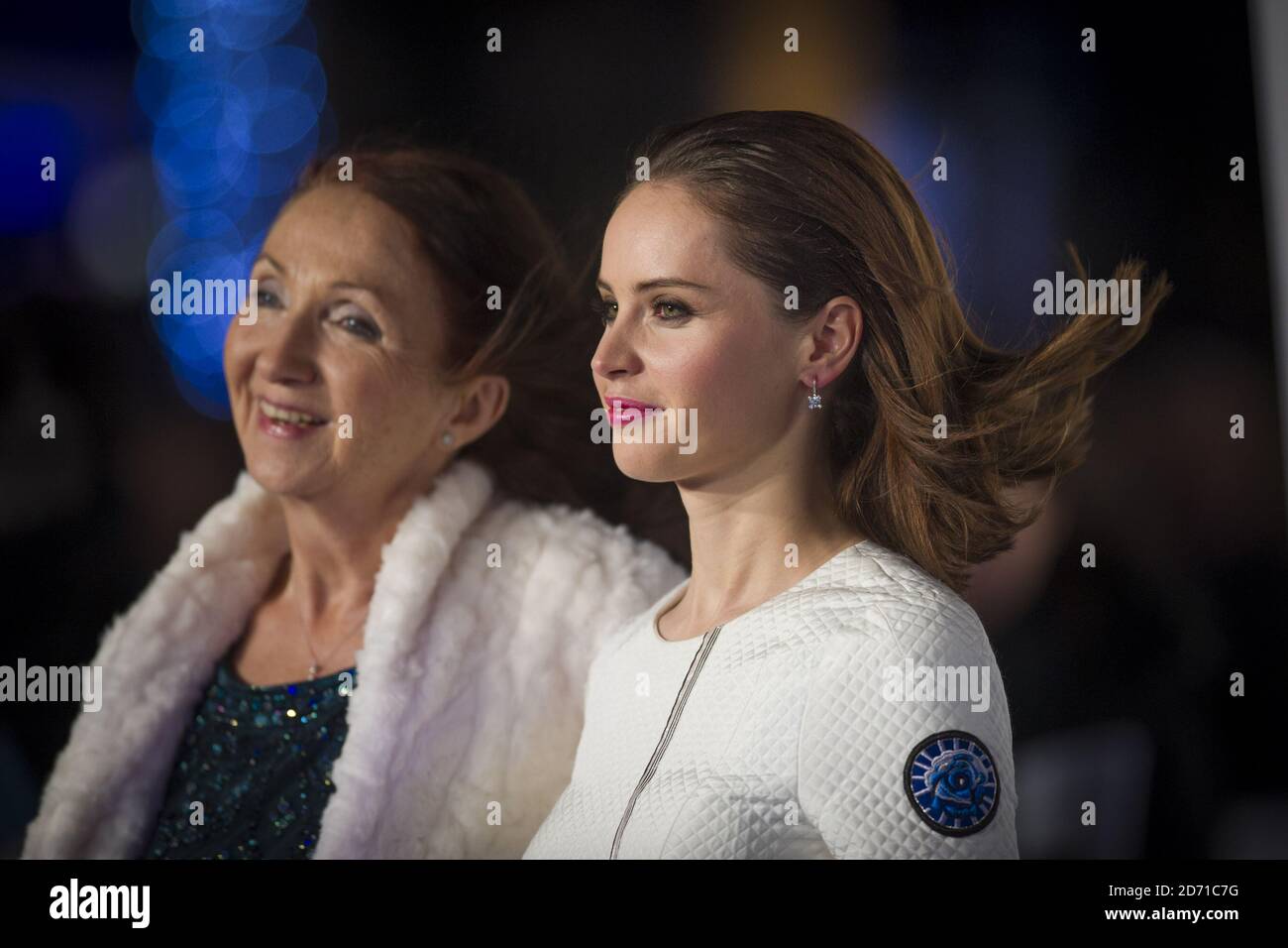Jane Wilde Hawking and Felicity Jones attending the UK Premiere of The Theory of Everything at the Odeon Leicester Square, London. Stock Photo