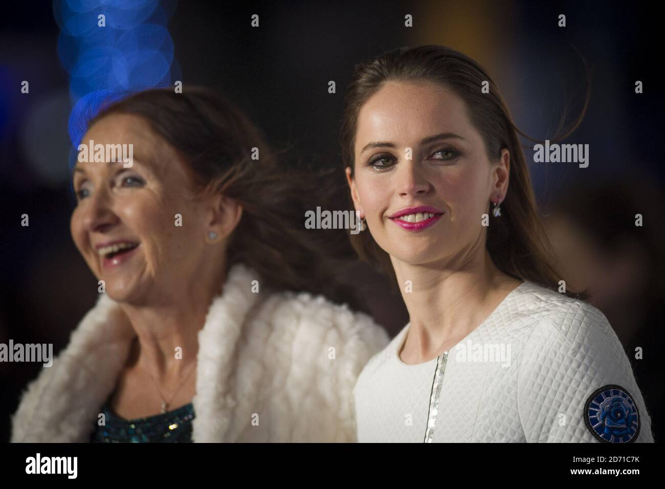 Jane Wilde Hawking and Felicity Jones attending the UK Premiere of The Theory of Everything at the Odeon Leicester Square, London. Stock Photo
