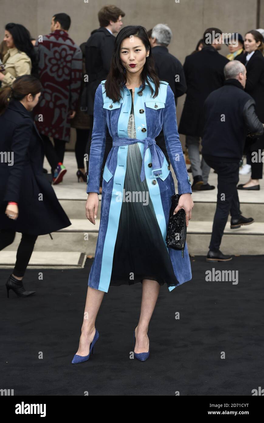 Liu Wen attends the Burberry Prorsum Menswear Autumn Winter 2015 fashion show held Kensington Gardens, Kensington Gore, London Stock Photo