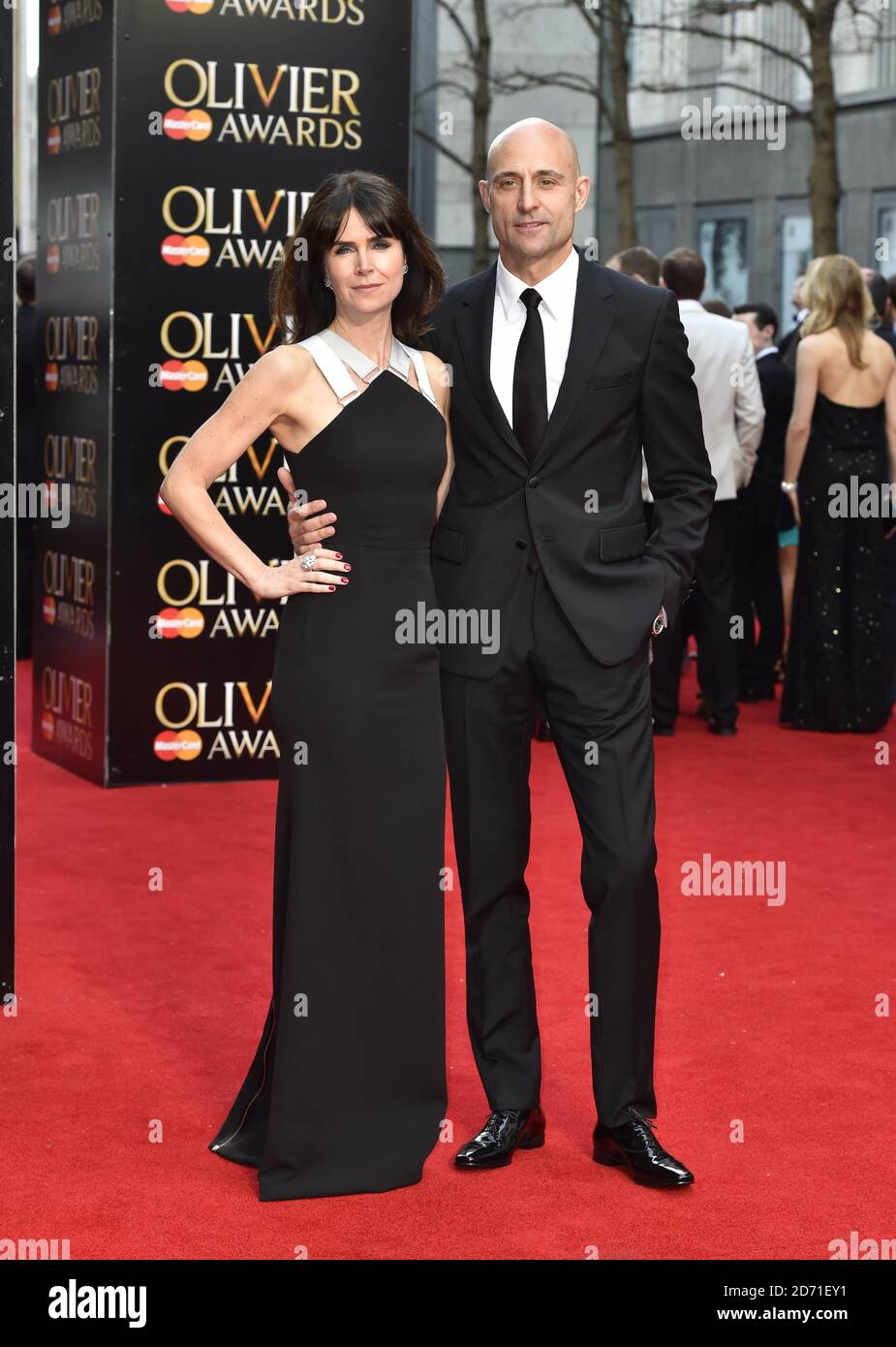 Mark Strong and Liza Marshall attending The Olivier Awards 2015, sponsored by MasterCard, held at the Royal Opera House in Covent Garden, London Stock Photo
