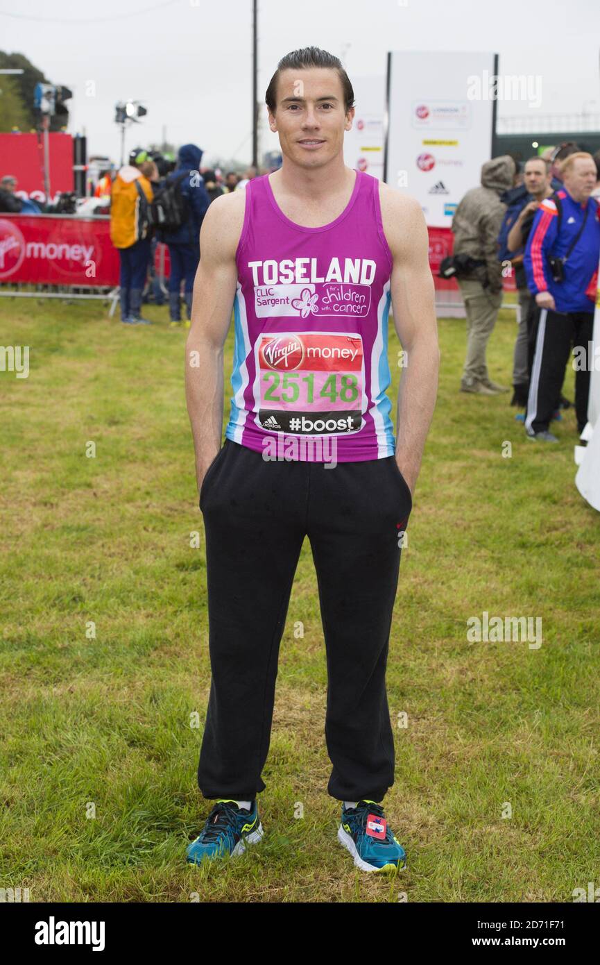 James Toseland pictured at the start line of the London Marathon, in