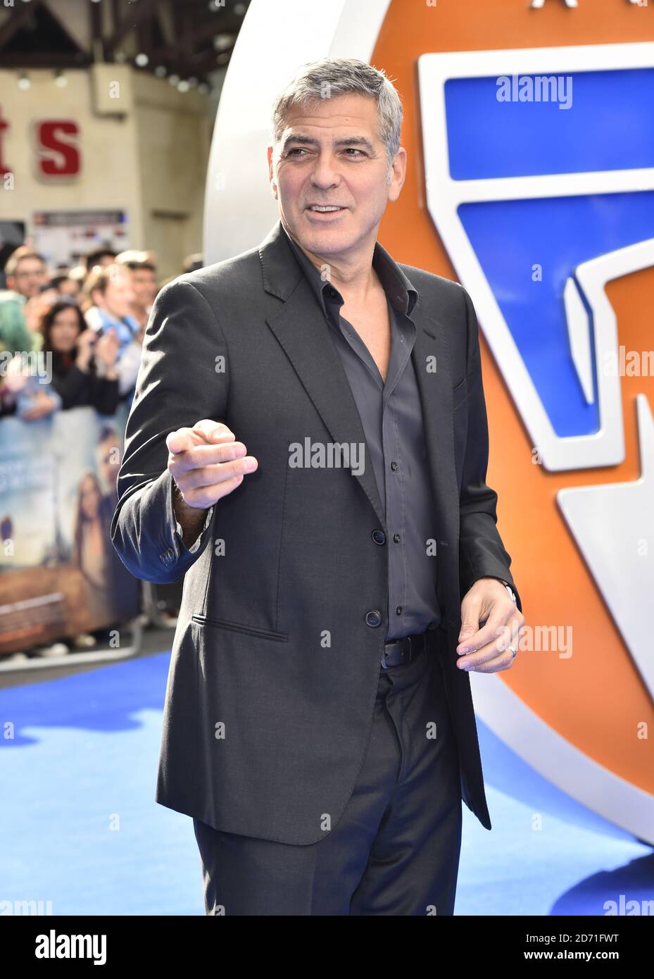 George Clooney attending the European Premiere of Disney's 'Tomorrowland A World Beyond' held at the Odeon Cinema Leicester Square, London  (Mandatory Credit: Matt Crossick/ Empics Entertainment) Stock Photo