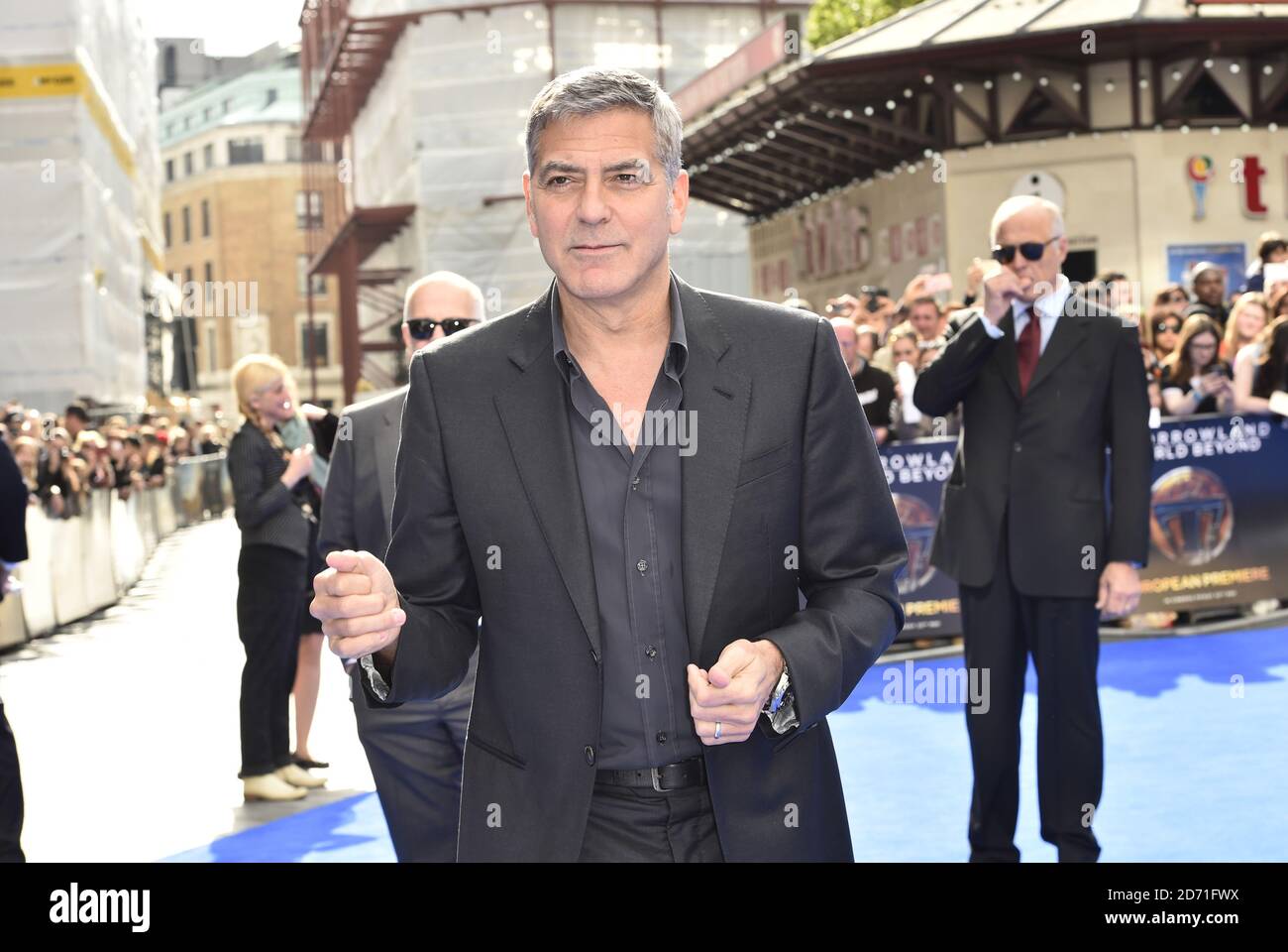 George Clooney attending the European Premiere of Disney's 'Tomorrowland A World Beyond' held at the Odeon Cinema Leicester Square, London  (Mandatory Credit: Matt Crossick/ Empics Entertainment) Stock Photo