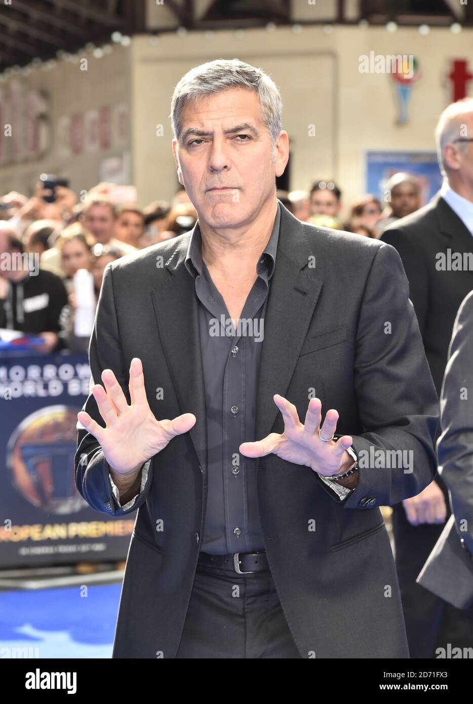 George Clooney attending the European Premiere of Disney's 'Tomorrowland A World Beyond' held at the Odeon Cinema Leicester Square, London  (Mandatory Credit: Matt Crossick/ Empics Entertainment) Stock Photo