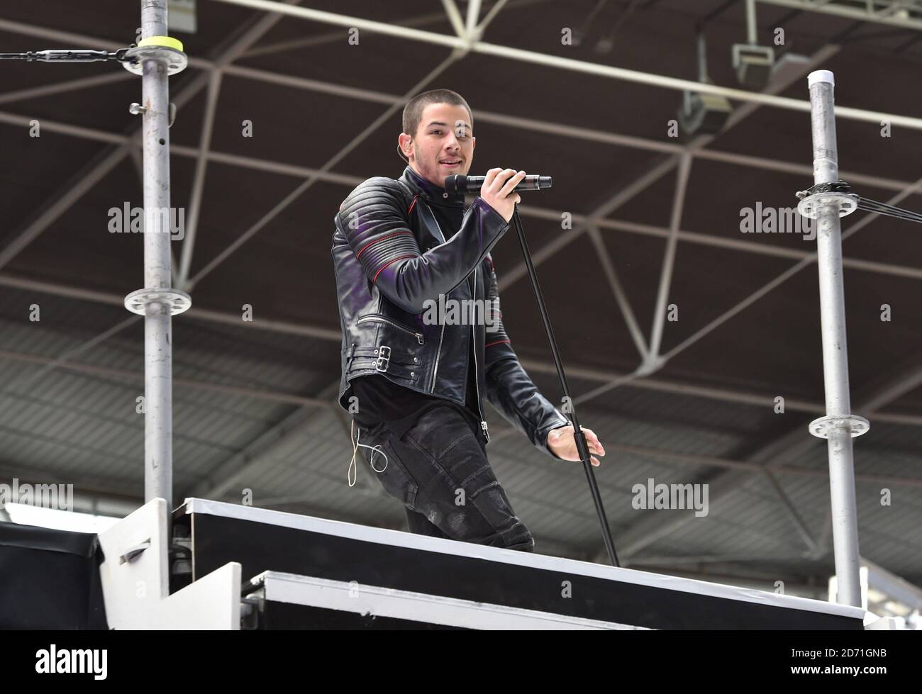 EXCLUSIVE Nick Jonas performs on stage during Capital FM's Summertime Ball at Wembley Stadium, London. Stock Photo