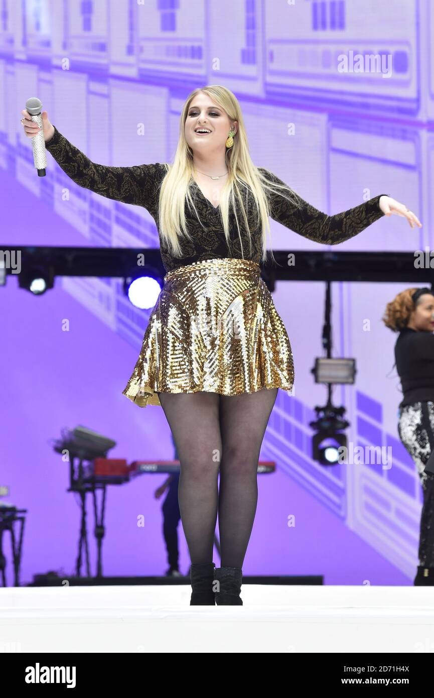Meghan Trainor performs on stage during Capital FM's Summertime Ball at  Wembley Stadium, London Stock Photo - Alamy