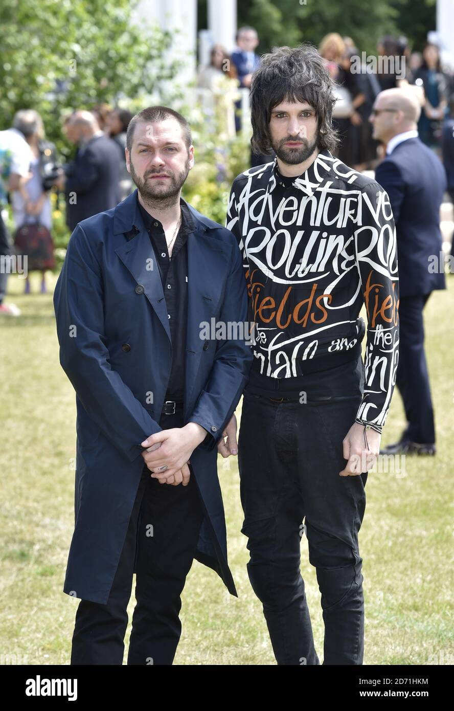 Onleesbaar Uitgang Resoneer Tom Meighan and Sergio Pizzorno of Kasabian attending the Burberry Prorsum  Men's Fashion Show as part of the London Collections: Men SS16 collection,  held at Perks Field, Kensington Gardens, London (Mandatory Credit: