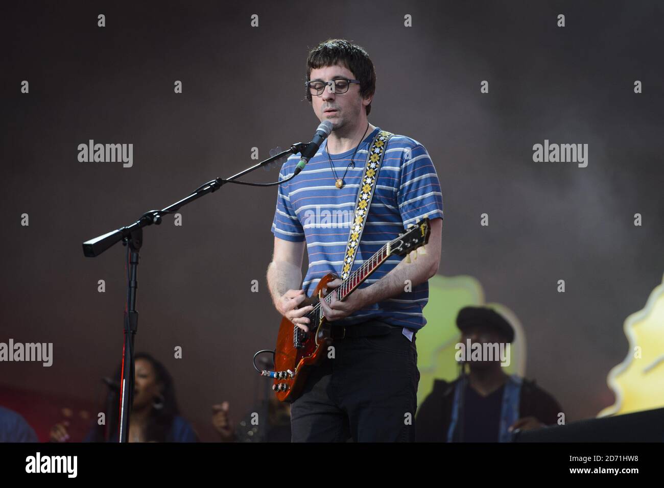 Graham Coxon of Blur performing at the British Summertime Festival in Hyde park, London.  Stock Photo