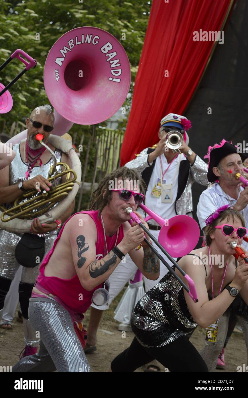 The Ambling Band performing at the Glastonbury Festival, at Worthy Farm ...